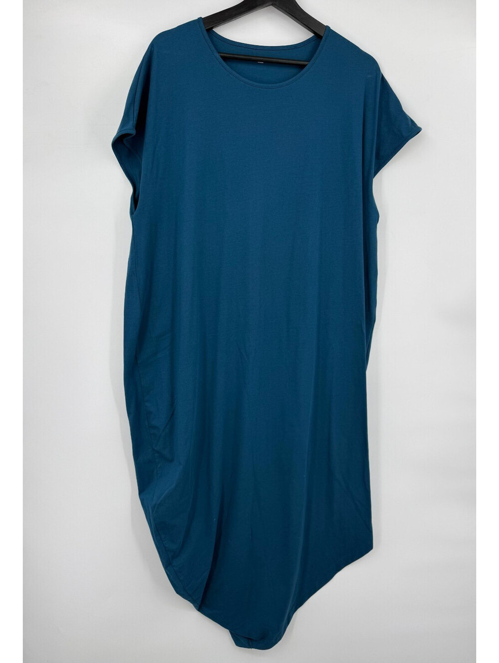 Universal Standard Womens Geneva Dress Blue Asymmetric Hem Short Sleeve Size L